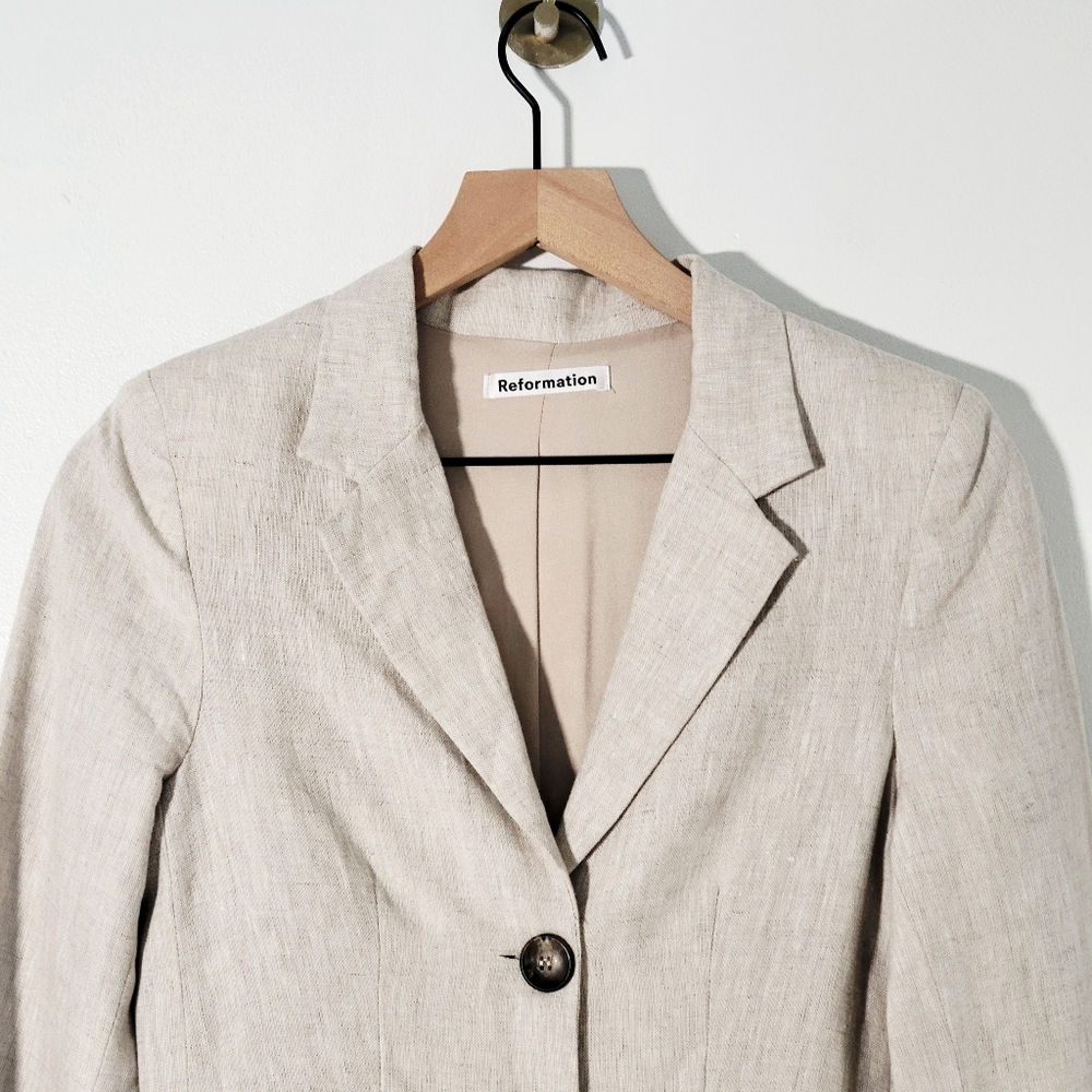 Reformation Aaron Blazer Dress Linen Natural size 2 - Picture 5 of 14